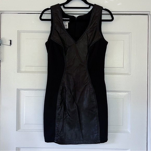 NWOT Vintage Twins Leather Collection Mini Dress - Picture 1 of 4